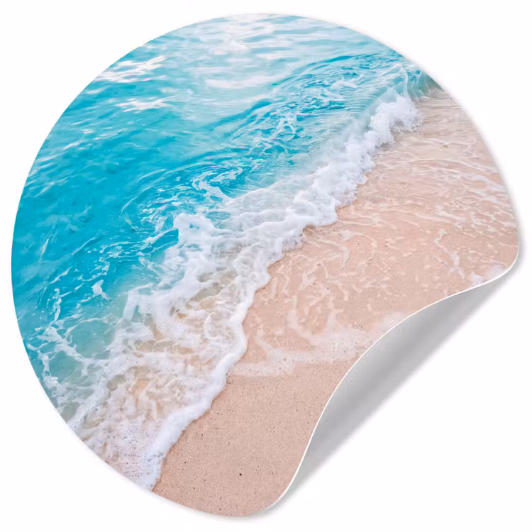 Strand - Zee - Golf - Natuur - Blauw Wandcirkel behangsticker klein -3d