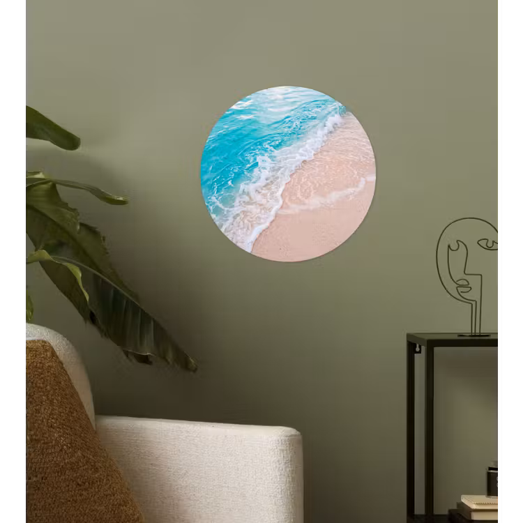 Strand - Zee - Golf - Natuur - Blauw Wandcirkel behangsticker klein -sfeer2