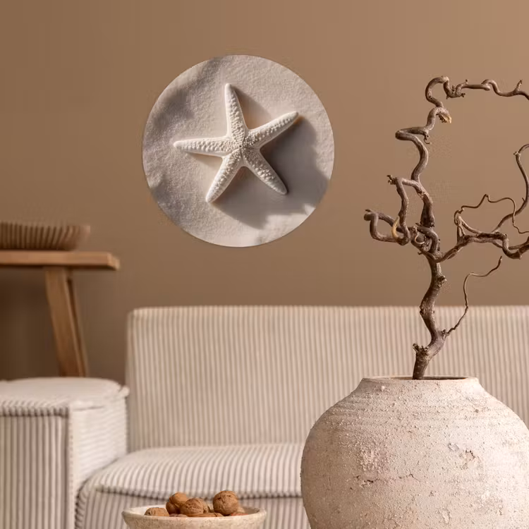 Strand - Zeester - Zand - Beige Wandcirkel behangsticker klein -sfeer1