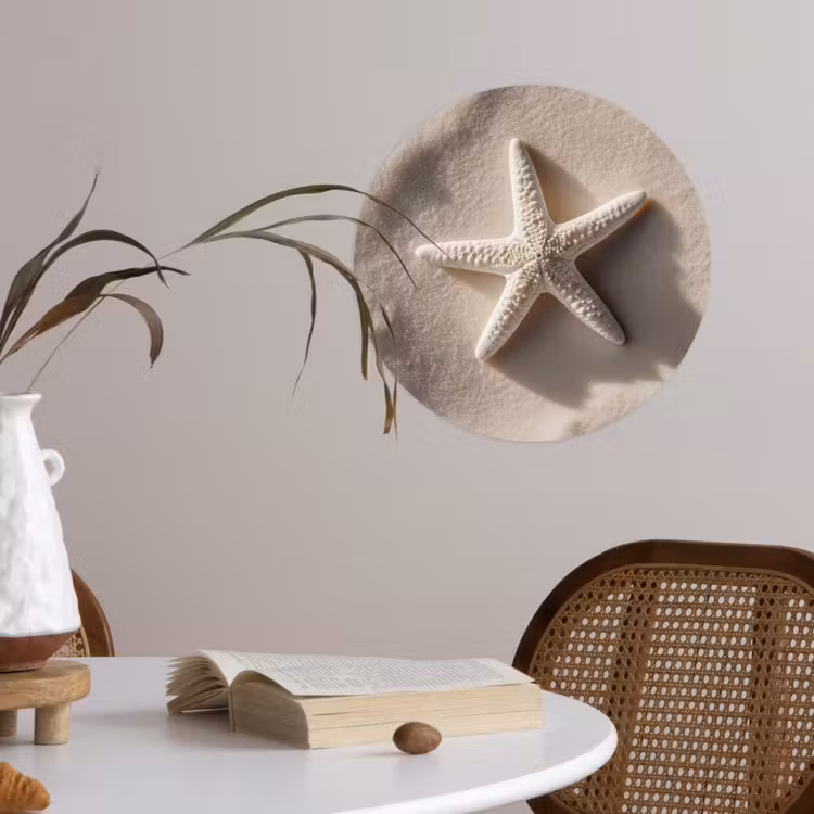 Strand - Zeester - Zand - Beige Wandcirkel behangsticker klein -sfeer3
