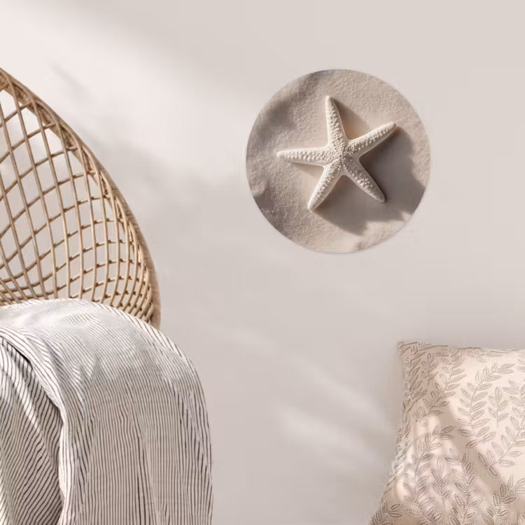 Strand - Zeester - Zand - Beige Wandcirkel behangsticker klein -sfeer4