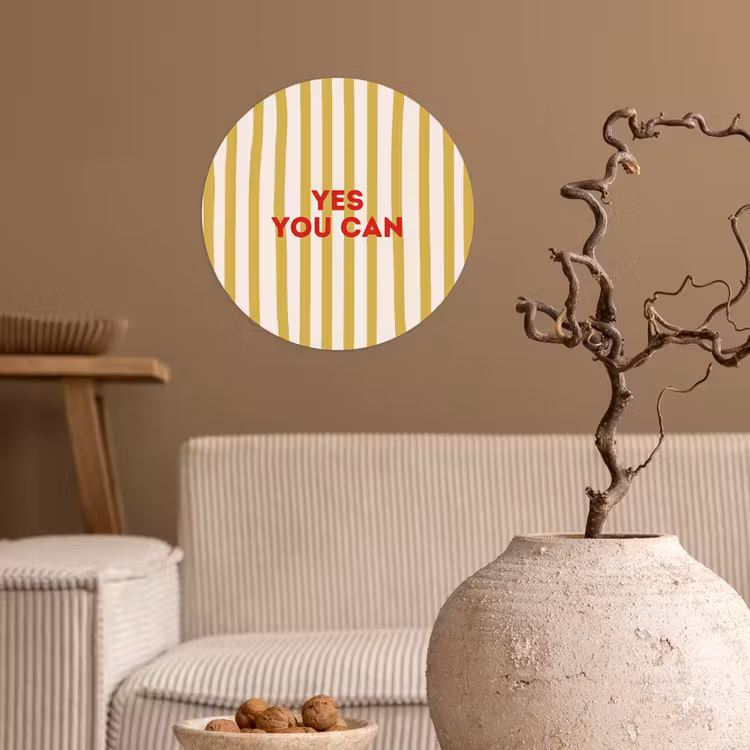 Strepen - Abstract - Yes you can - Rood Wandcirkel behangsticker klein -sfeer1