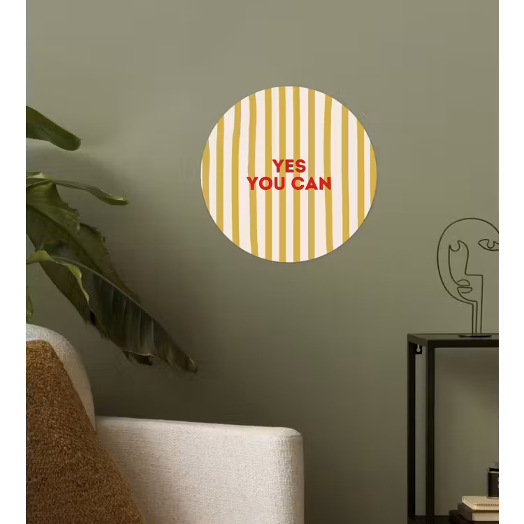 Strepen - Abstract - Yes you can - Rood Wandcirkel behangsticker klein -sfeer2