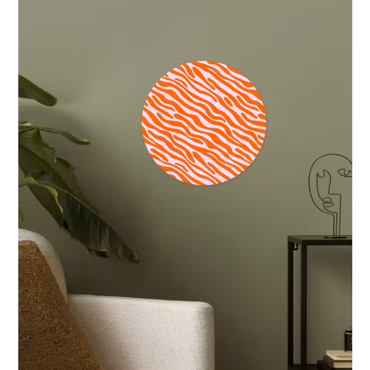 Strepen - Dynamisch - Oranje Wandcirkel behangsticker klein 186 -sfeer2