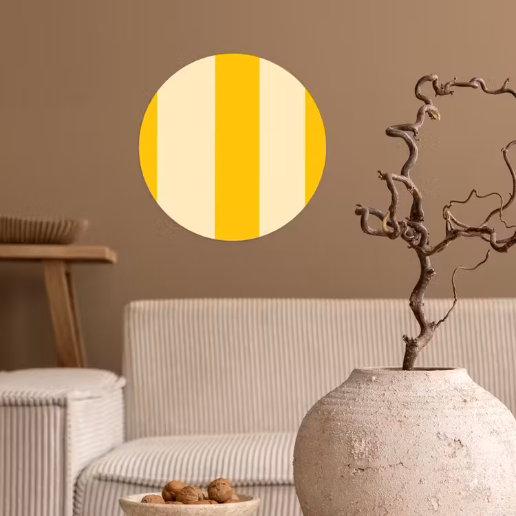 Strepen - Klassiek - Geel Wandcirkel behangsticker klein 186 -sfeer1