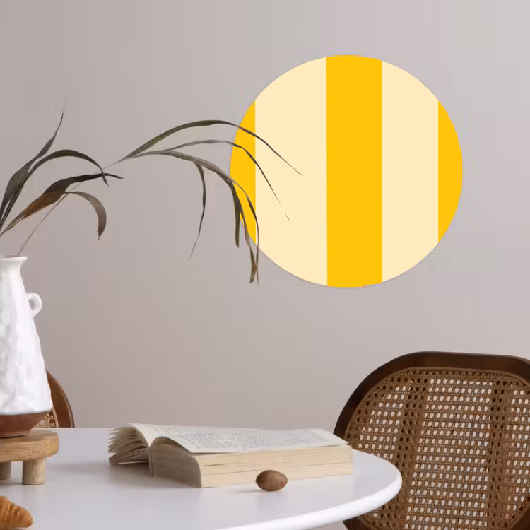 Strepen - Klassiek - Geel Wandcirkel behangsticker klein 186 -sfeer3