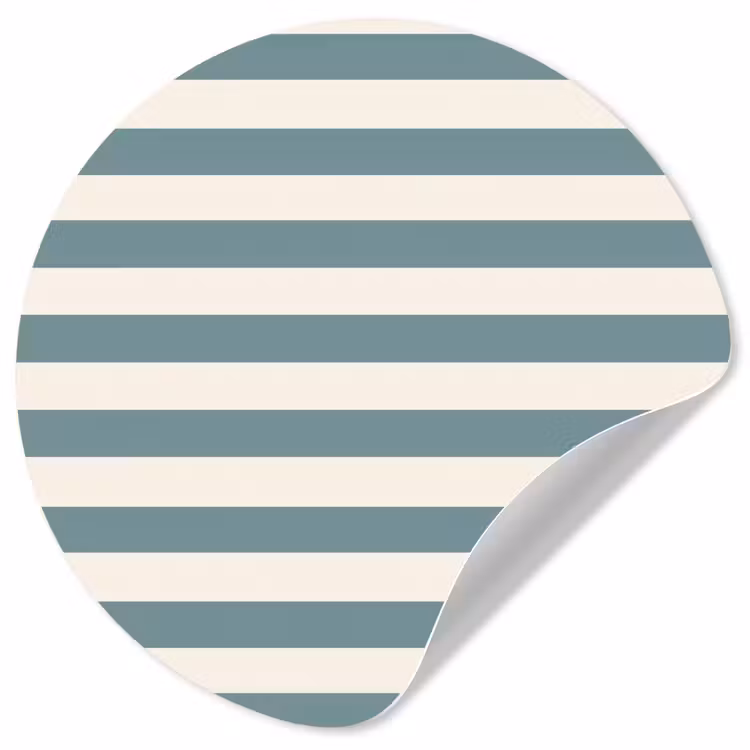 Strepen - Modern - Blauw Wandcirkel behangsticker klein 186 -3d