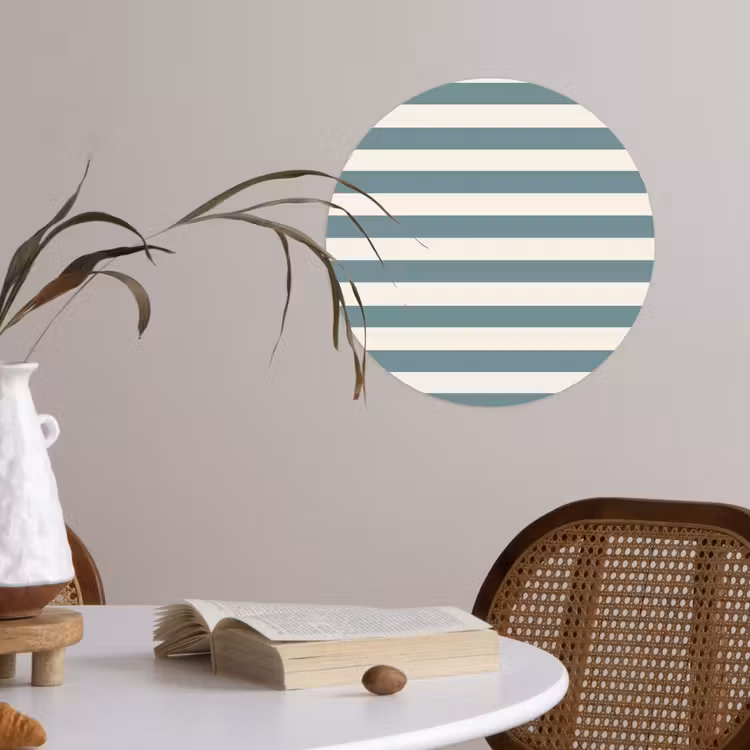 Strepen - Modern - Blauw Wandcirkel behangsticker klein 186 -sfeer3