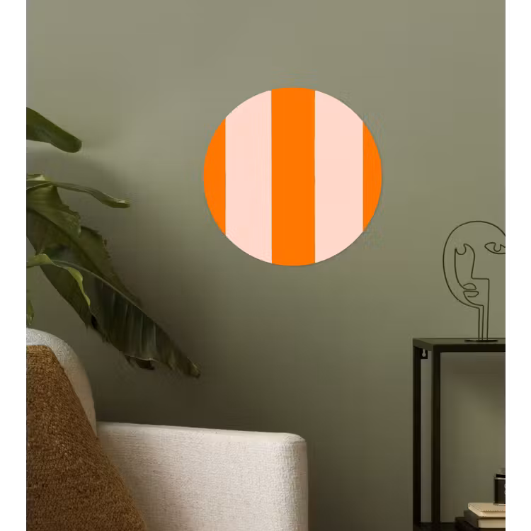 Strepen - Modern - Oranje Wandcirkel behangsticker klein 186 -sfeer2