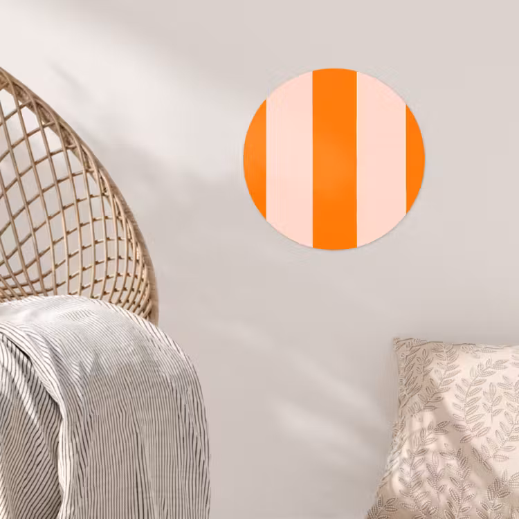 Strepen - Modern - Oranje Wandcirkel behangsticker klein 186 -sfeer4