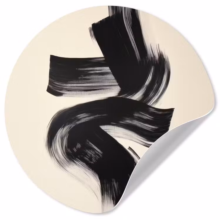 Strepen - Zwart - Abstract Wandcirkel behangsticker klein -3d