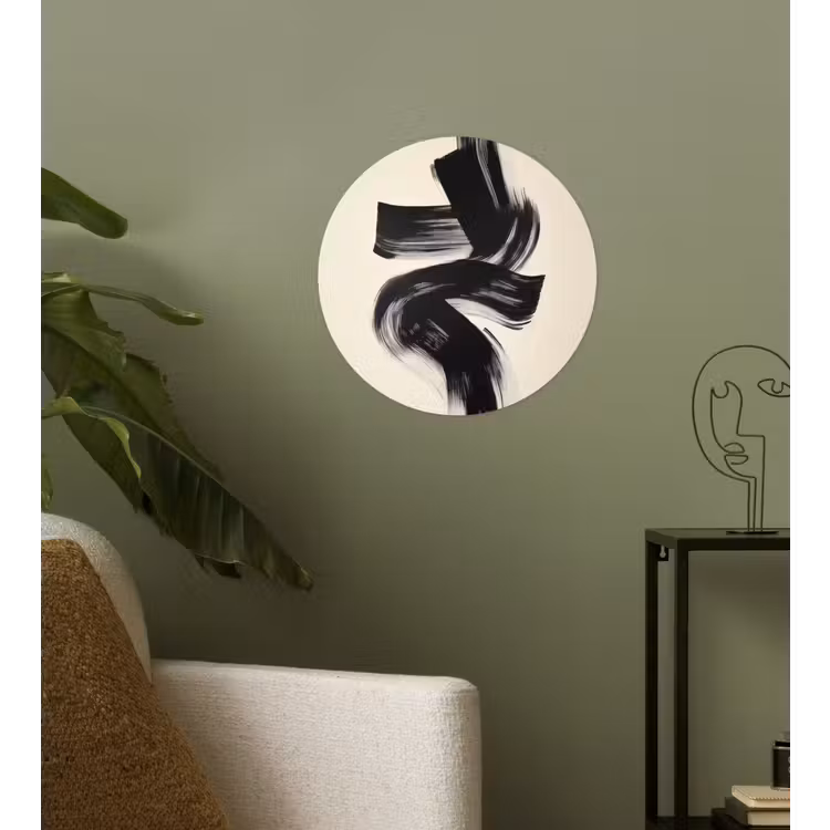 Strepen - Zwart - Abstract Wandcirkel behangsticker klein -sfeer2
