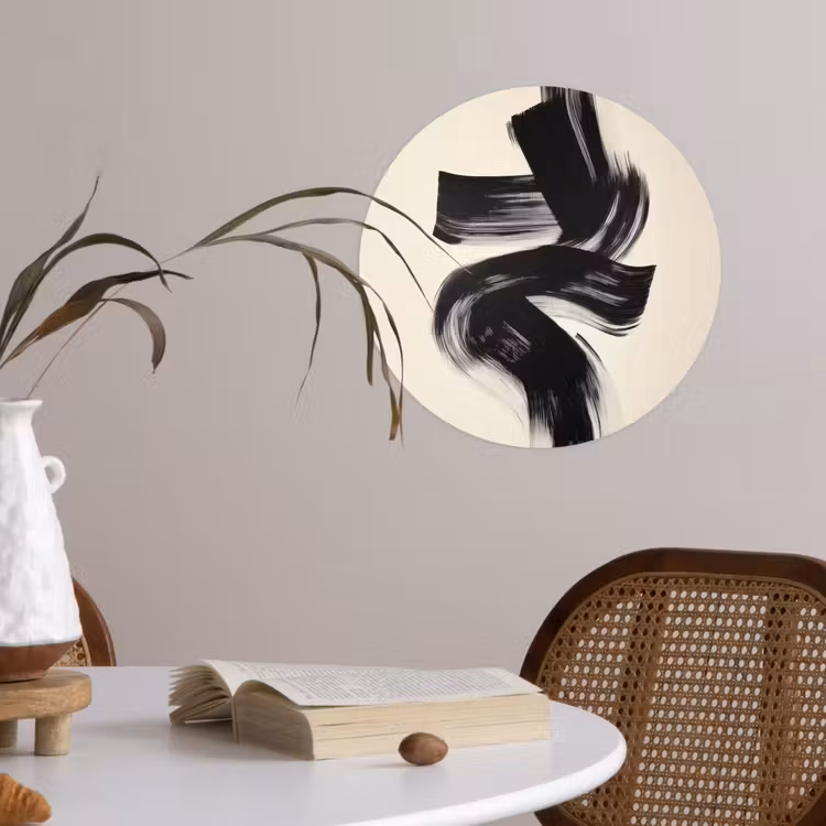 Strepen - Zwart - Abstract Wandcirkel behangsticker klein -sfeer3