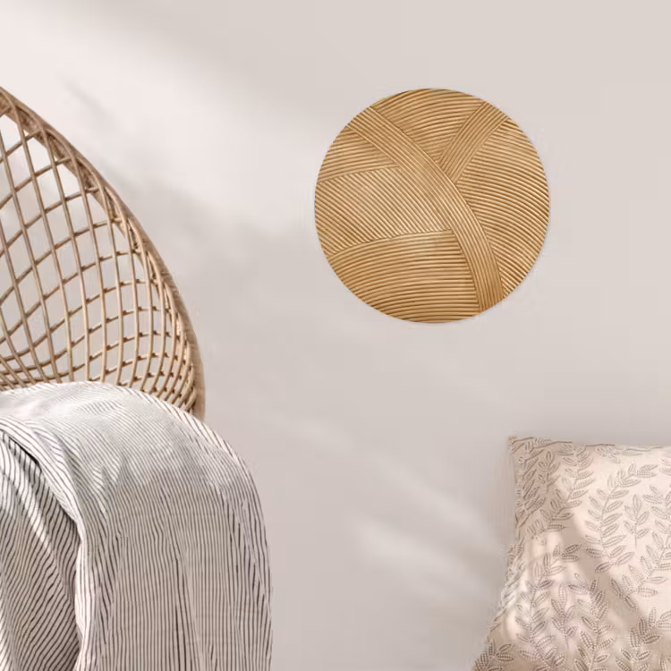 Structuur - Natuur - Kunst - Rotan Wandcirkel behangsticker klein -sfeer4