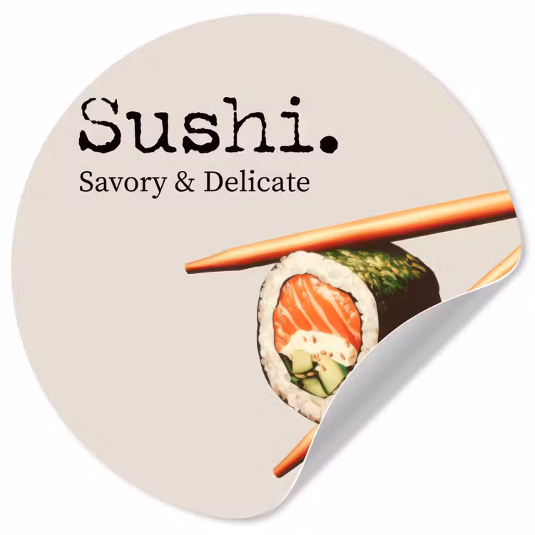 Sushi - Zalm - Rijst - Japans Wandcirkel behangsticker klein -3d