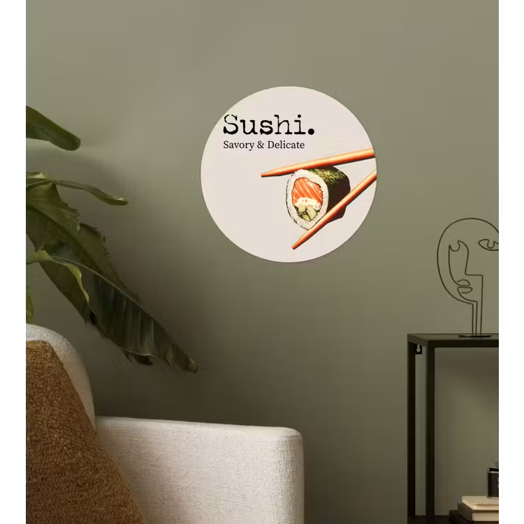 Sushi - Zalm - Rijst - Japans Wandcirkel behangsticker klein -sfeer2