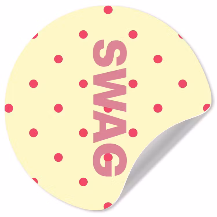 Swag - Roze - Stippen - Geel Wandcirkel behangsticker klein -3d