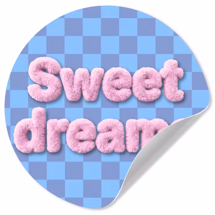 Sweet dreams - Vierkanten - Roze - Blauw Wandcirkel behangsticker klein -3d