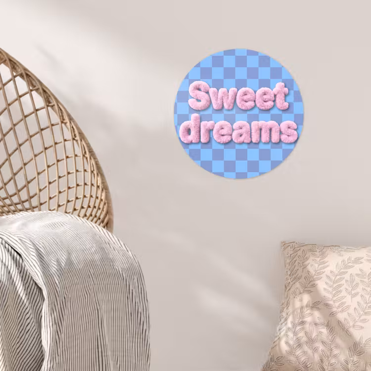 Sweet dreams - Vierkanten - Roze - Blauw Wandcirkel behangsticker klein -sfeer4