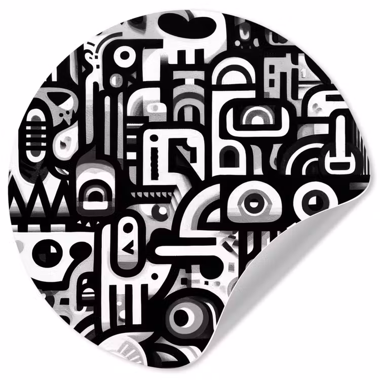 Symbolen - Abstract - Grafisch - Zwart Wandcirkel behangsticker klein -3d