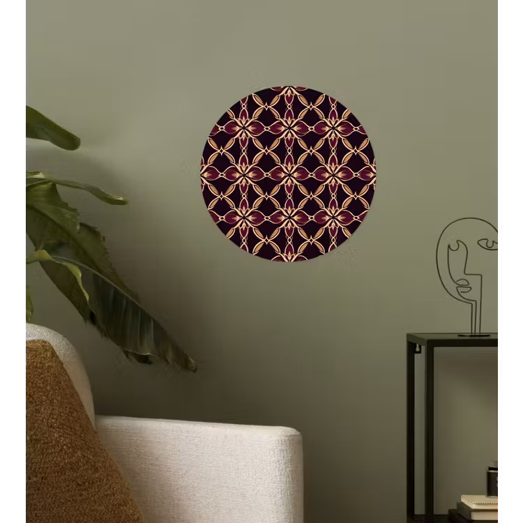 Symmetrisch - Tegel - Burgundy Wandcirkel behangsticker klein 186 -sfeer2