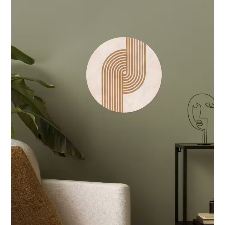 Symmetrische bocht - Koperkleurig Wandcirkel behangsticker klein -sfeer2