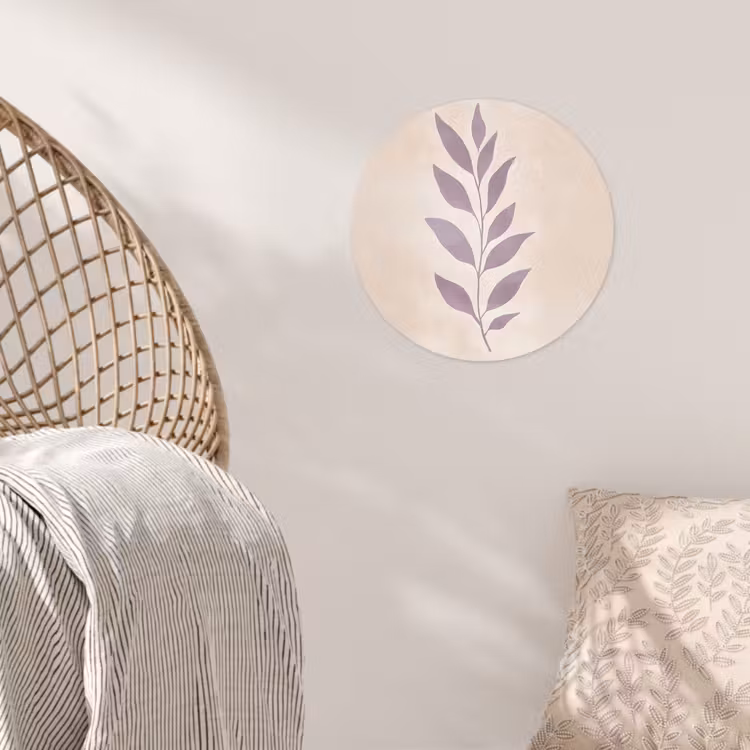 Tak - Bladeren - Minimalistisch - Beige Wandcirkel behangsticker klein -sfeer4