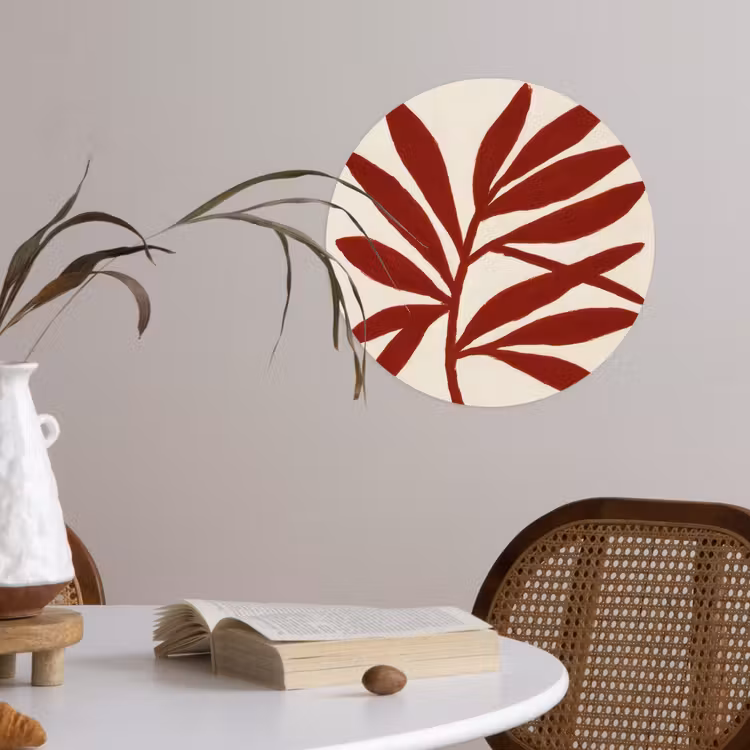 Tak - Bladeren - Rood Wandcirkel behangsticker klein -sfeer3