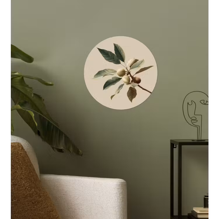 Tak - Groene Bladeren - Vruchten Wandcirkel behangsticker klein -sfeer2