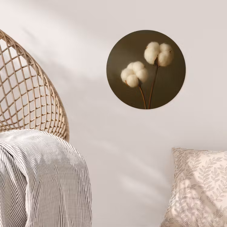 Takken - Katoen - Wit - Bollen Wandcirkel behangsticker klein -sfeer4
