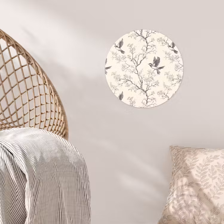 Takken - Vogels - Beige Wandcirkel behangsticker klein 186 -sfeer4