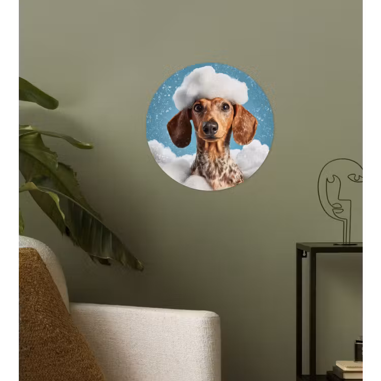 Teckel - Bad - Schuim - Waterdruppels Wandcirkel behangsticker klein -sfeer2