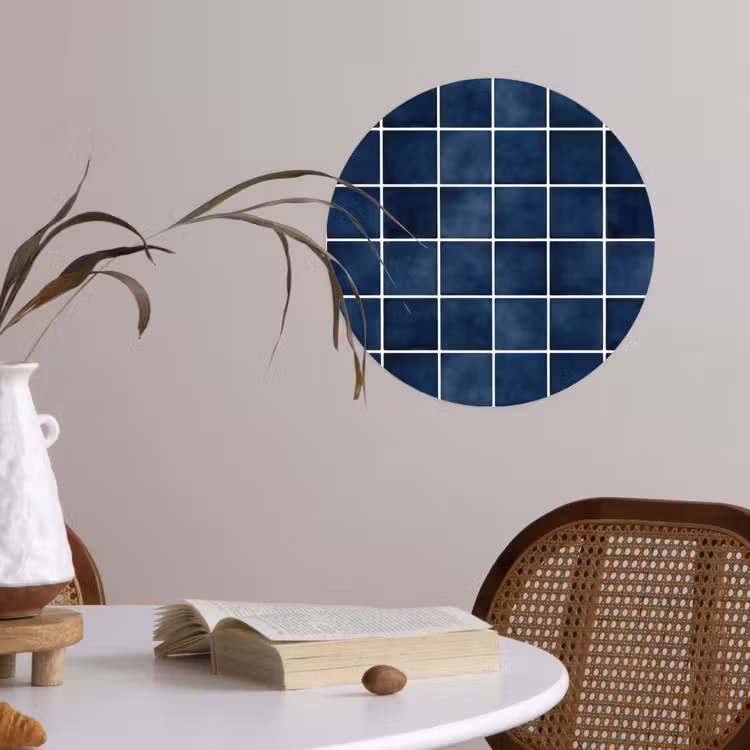 Tegel - Modern - Blauw Wandcirkel behangsticker klein 186 -sfeer3