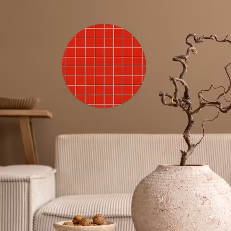 Tegel - Patroon - Kersen - Rood Wandcirkel behangsticker klein 186 -sfeer1