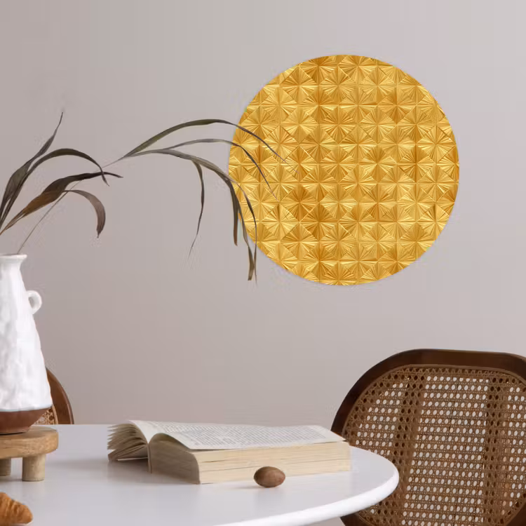 Tegels - Geometrisch - Reliëf - Goud Wandcirkel behangsticker klein 186 -sfeer3