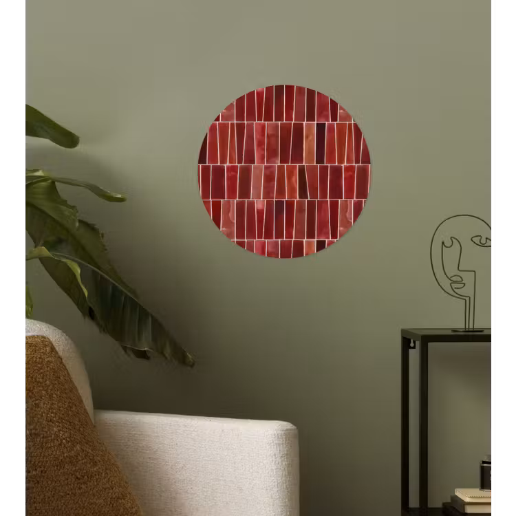 Tegels - Modern - Structuur - Dieprood Wandcirkel behangsticker klein 186 -sfeer2