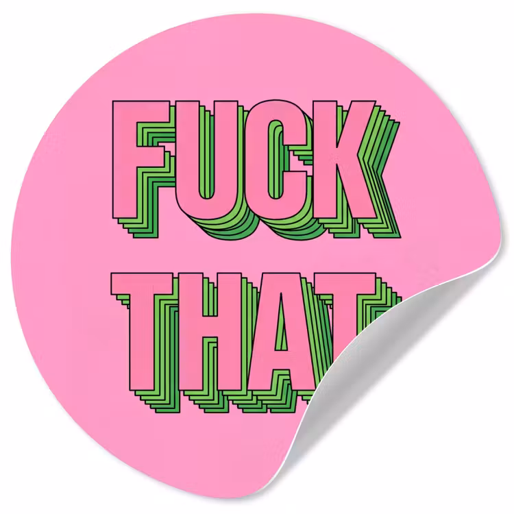 Tekst - Bold - Roze Wandcirkel behangsticker klein -3d