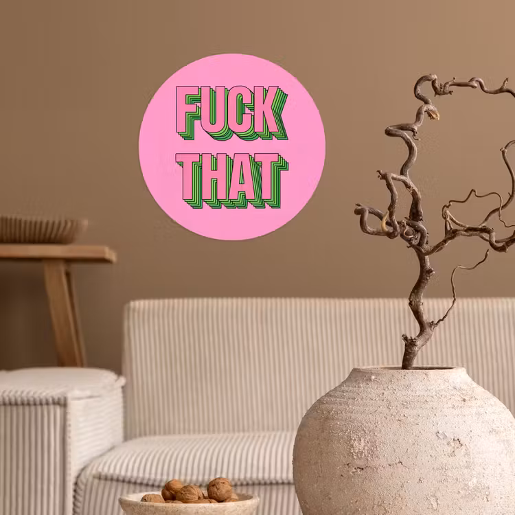 Tekst - Bold - Roze Wandcirkel behangsticker klein -sfeer1