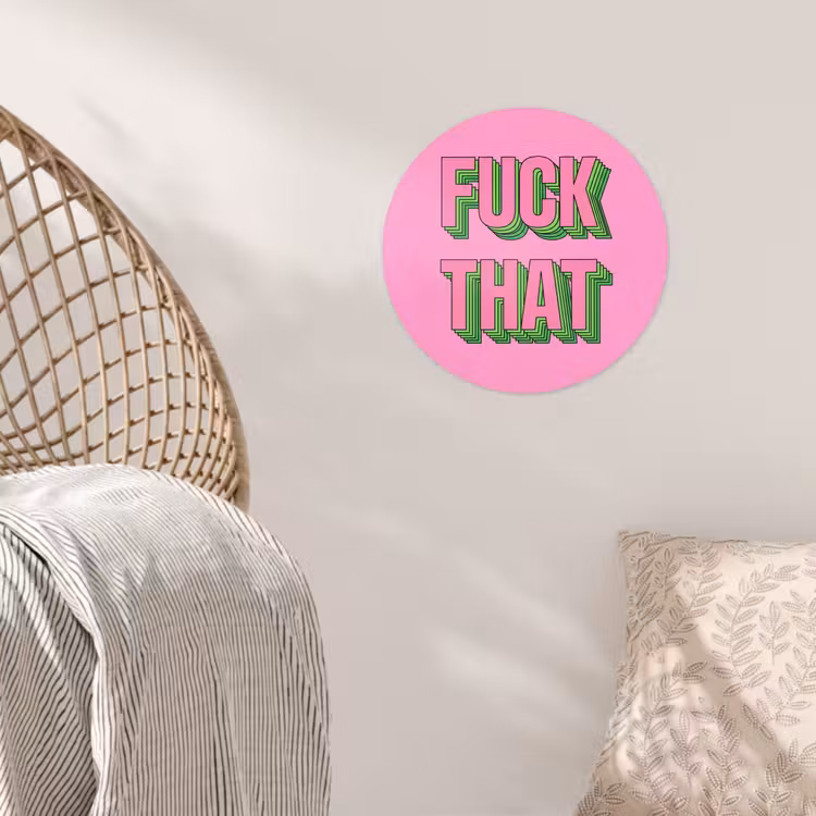 Tekst - Bold - Roze Wandcirkel behangsticker klein -sfeer4