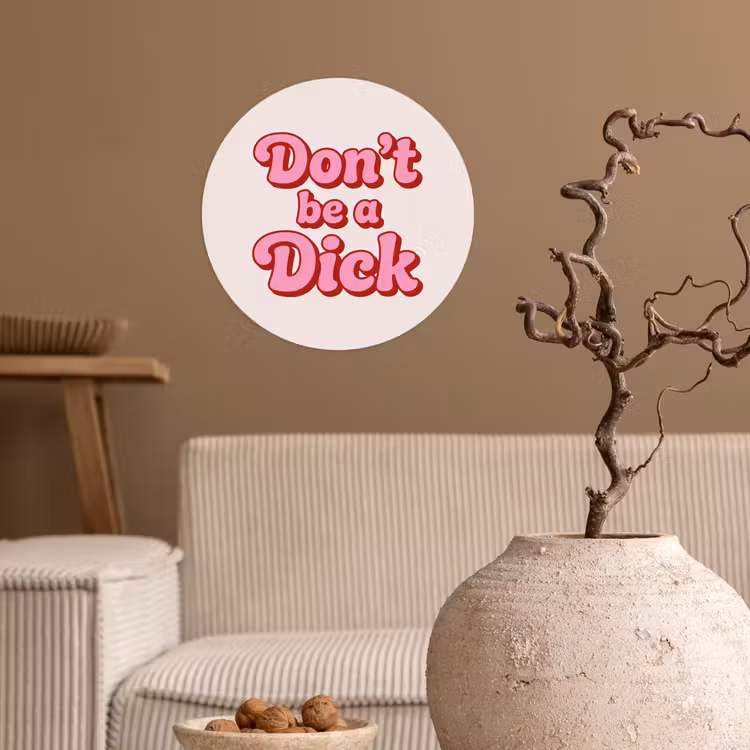 Tekst - Boodschap - Roze Wandcirkel behangsticker klein -sfeer1