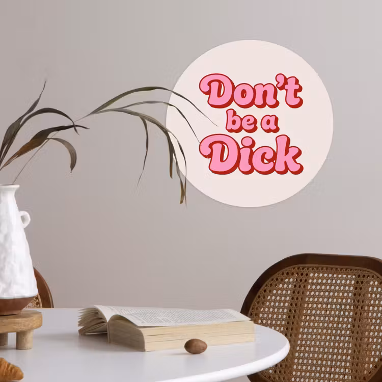 Tekst - Boodschap - Roze Wandcirkel behangsticker klein -sfeer3