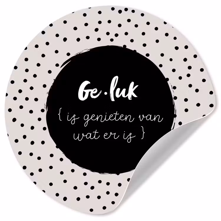 Tekst - Geluk definitie - Quotes - Geluk (is genieten van wat er is) - Woordenboek Wandcirkel behangsticker klein -3d