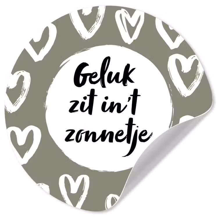 Tekst - geluk zit in 't zonnetje - Quotes - Geluk - Zon Wandcirkel behangsticker klein -3d