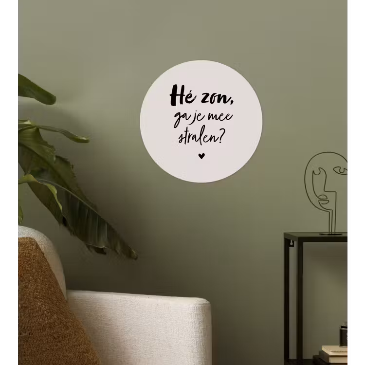 Tekst - Hé zon, ga je mee stralen? - Quotes - Zomer Wandcirkel behangsticker klein -sfeer2