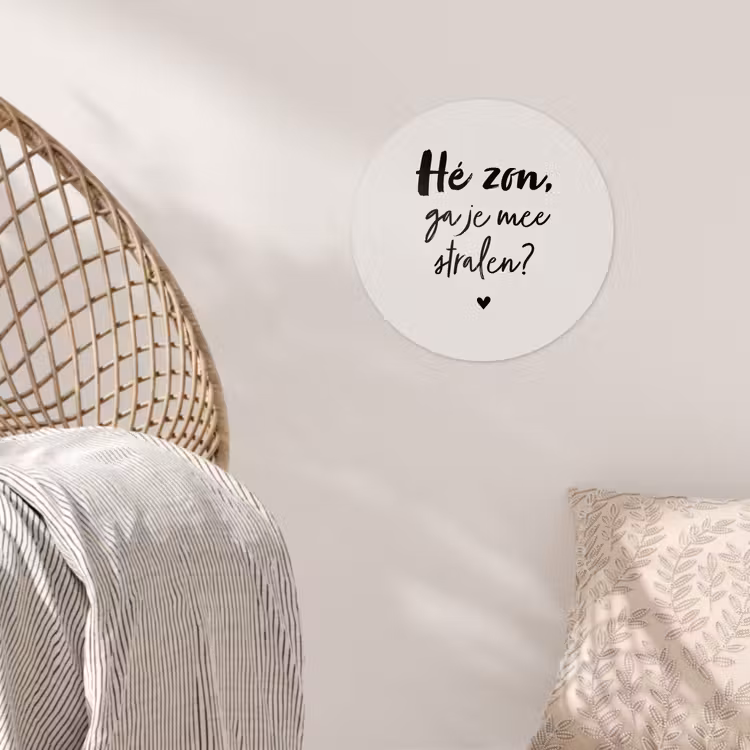 Tekst - Hé zon, ga je mee stralen? - Quotes - Zomer Wandcirkel behangsticker klein -sfeer4