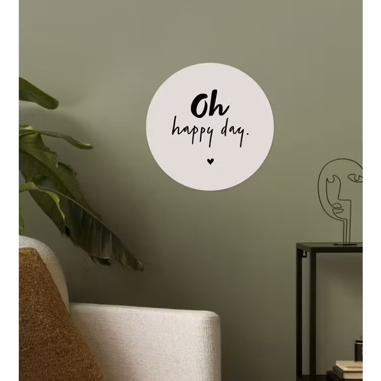 Tekst - Oh happy day - Quotes - Blij Wandcirkel behangsticker klein -sfeer2
