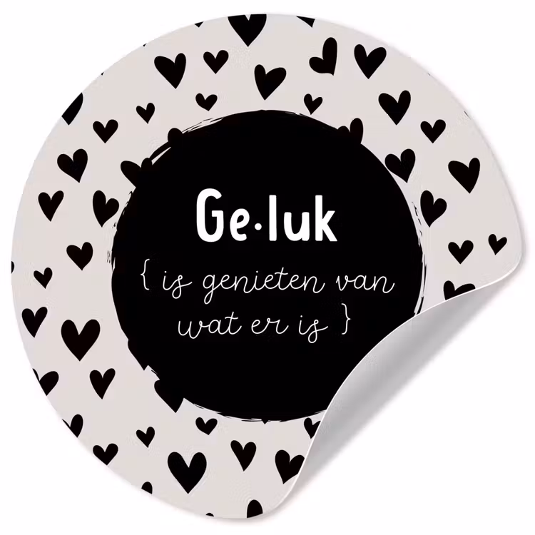 Tekst - Quotes - Geluk (is genieten van wat er is) - Woordenboek - Definitie geluk Wandcirkel behangsticker klein -3d