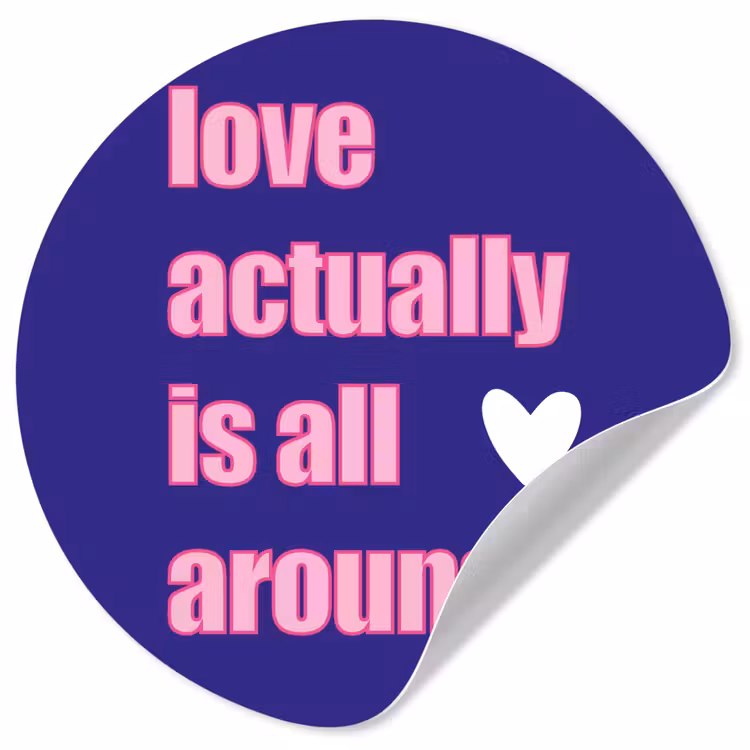 Tekst - Valentijn - Love - Blauw Wandcirkel behangsticker klein -3d