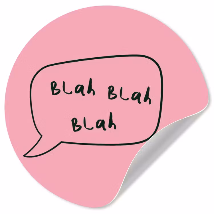 Tekstwolkje - BLAH BLAH BLAH - Roze Wandcirkel behangsticker klein -3d