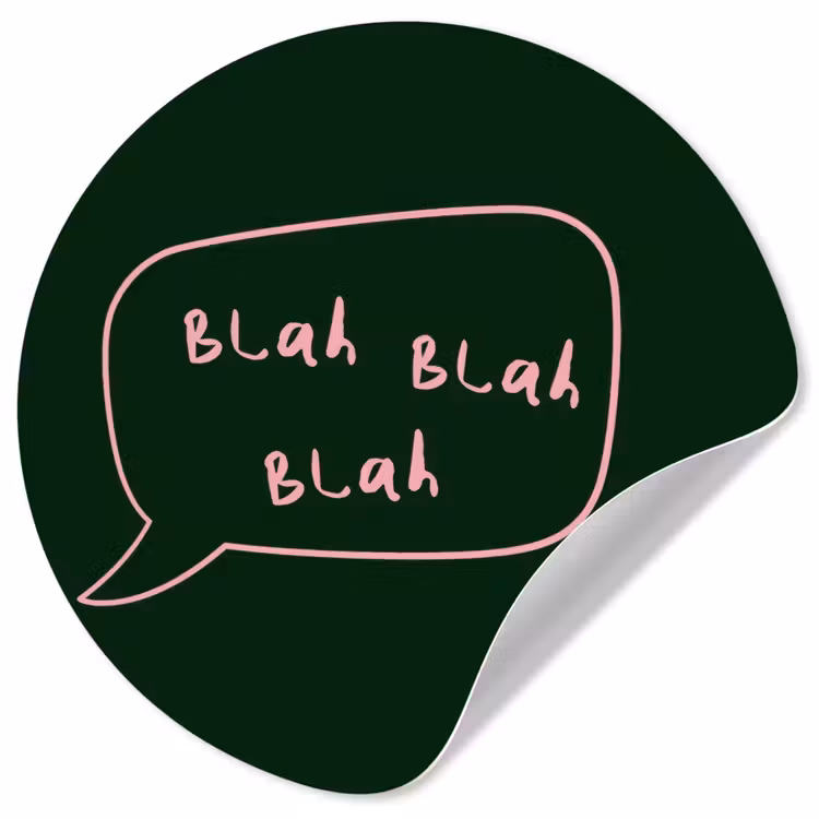Tekstwolkje - Donkergroen - BLAH BLAH BLAH Wandcirkel behangsticker klein -3d